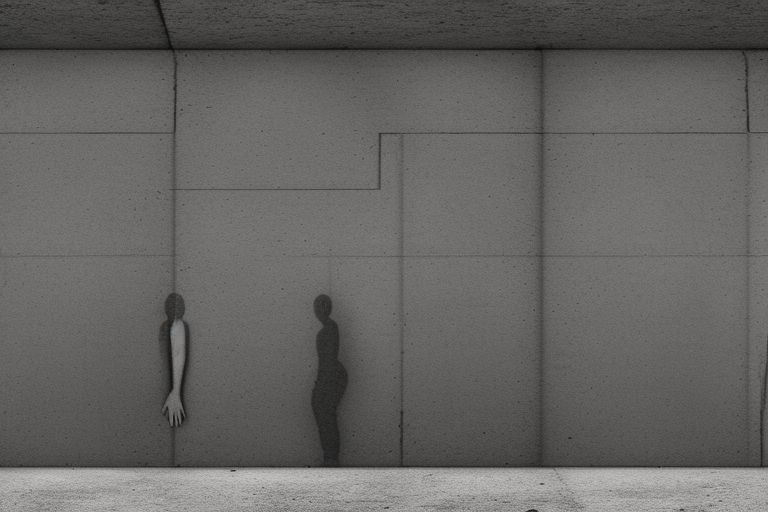 A black-and-white image depicting two figures standing far apart from each other with a wall dividing them representing the political divide between Republicans and Democrats today.
