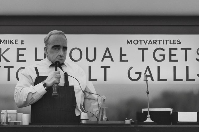 A black-and-white image featuring Mike Hogan looking concerned with a gavel hovering above his head and text reading "Mike Hogan's Legal Troubles" overlaid on top