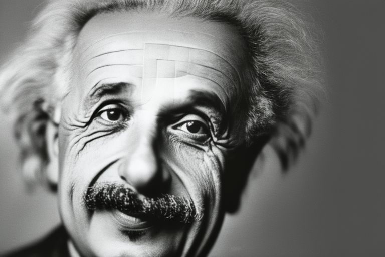 A black-and-white portrait photo of Albert Einstein smiling against a white background with text reading "Albert Einstein's Words Of Wisdom" overlaid on top