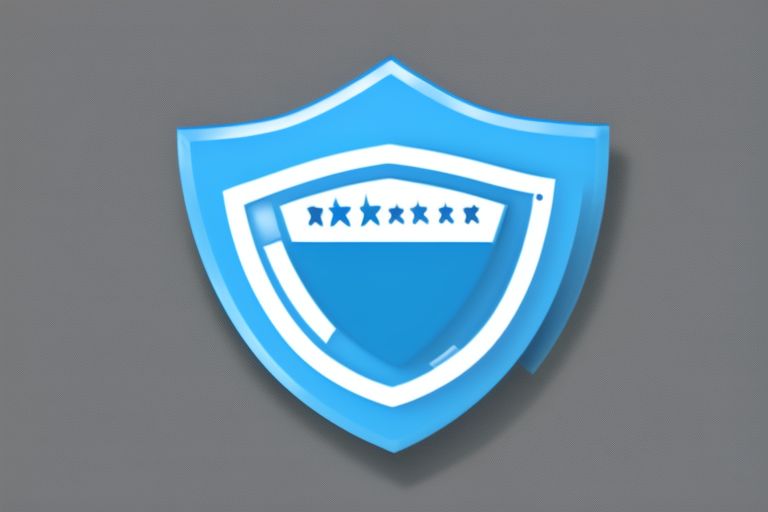 A blue shield logo representing account verification process
