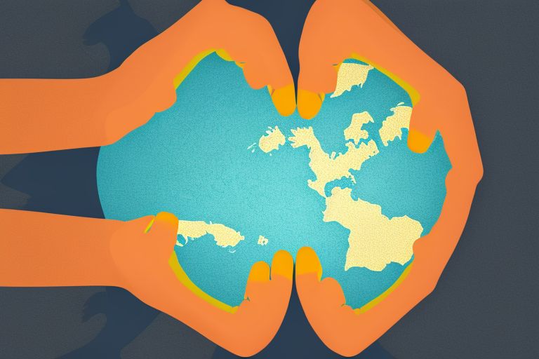 A bright yellow sun shining over a map of Finland with two hands clasped together in unity beneath it representing the new coalition between Kokoomus and SDP