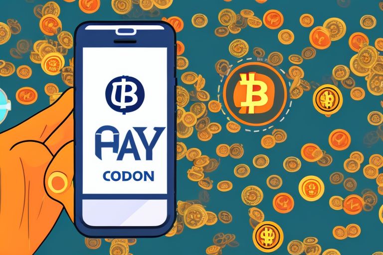 A cartoon image of a person holding up a smartphone with a glowing Bitcoin logo on its screen surrounded by various other icons representing different aspects of cryptocurrency use cases (mobile wallet payments system; DeFi protocol; hardware wallet; multi signature account).