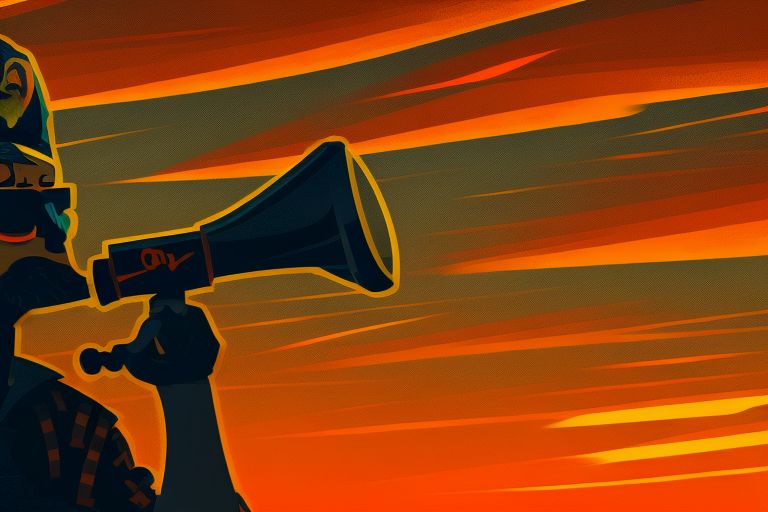 A cartoon pirate holding a telescope up against an orange sunset sky with text reading "24px Sets Sail For Polygon!"