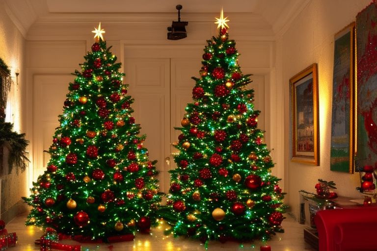 A Christmas tree with lights and decorations