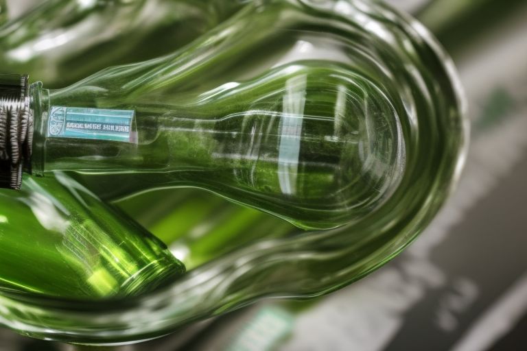 A close up image of a bottle filled with green liquid labeled “Synthetic Cannabinoid”