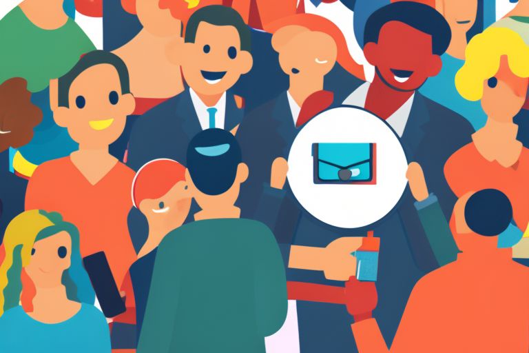 A colorful illustration of a person holding a wallet with a CNP sticker on it while surrounded by smiling people sharing the sticker in celebration.