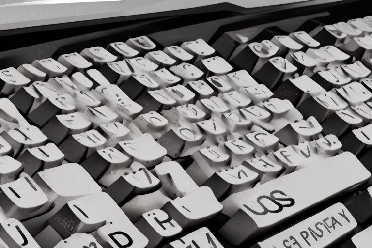 A computer keyboard with coding symbols on each key surrounded by words related to writing and journalism such as "story," "report," "news," etc..