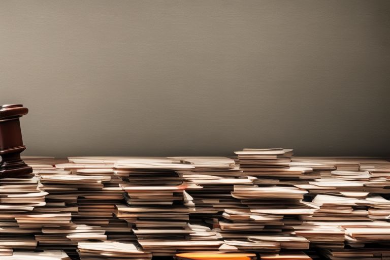 A gavel sitting atop a stack of books with a courtroom backdrop behind it symbolizing justice being served through fair proceedings despite any setbacks or obstacles encountered along the way