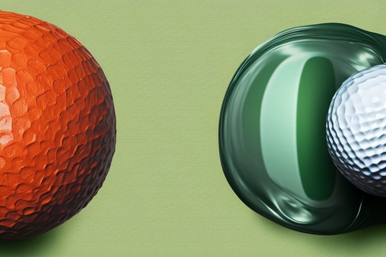 A golf ball sitting atop a chef's hat against a green background representing both sports and cooking elements featured in SDSU's upcoming golf tournament 2022