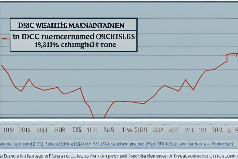 A graph showing a downward trend representing the decline in profits for DCGs wealth management division over time