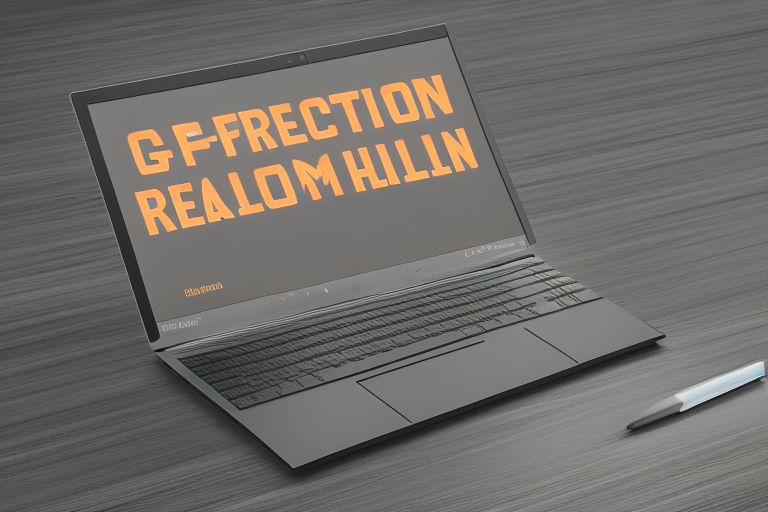 A laptop displaying a realistic reflection from an object on its screen with an accompanying caption reading "SDF/Voxel GI-Reflections - Too Slow for Realism?"