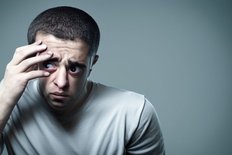 A person looking at a smartphone with a worried expression on their face