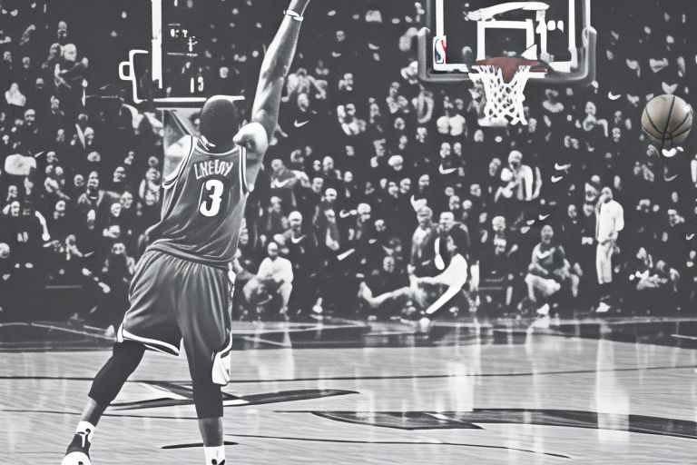 A photo depicting LeBron James shooting a basketball with '47' written over it in bold font.