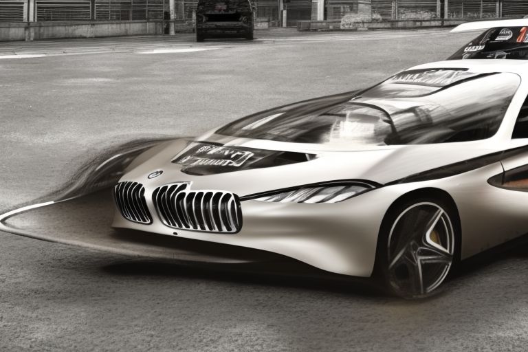 A photo of a BMW car with text reading "BMW takes a different approach" superimposed over it