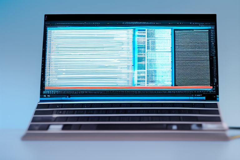 A photo of a computer screen with coding displayed on it