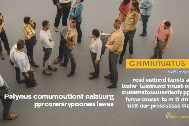 A photo of a group of people standing around looking frustrated with text overlay reading "Communication & Trust Failures Lead To Unsuccessful Processes"