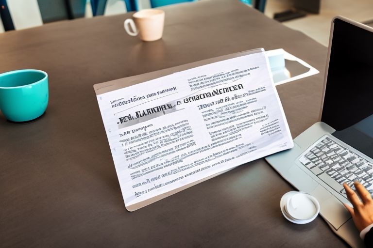 A photo of a laptop displaying an open Word document and a cup of coffee beside it - symbolizing the power of persistence to achieve success through hard work and dedication.