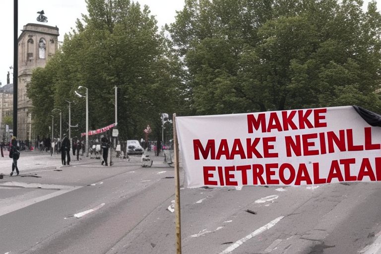 A photo of a protest sign reading "Make Berlin Climate Neutral" with a red X over it
