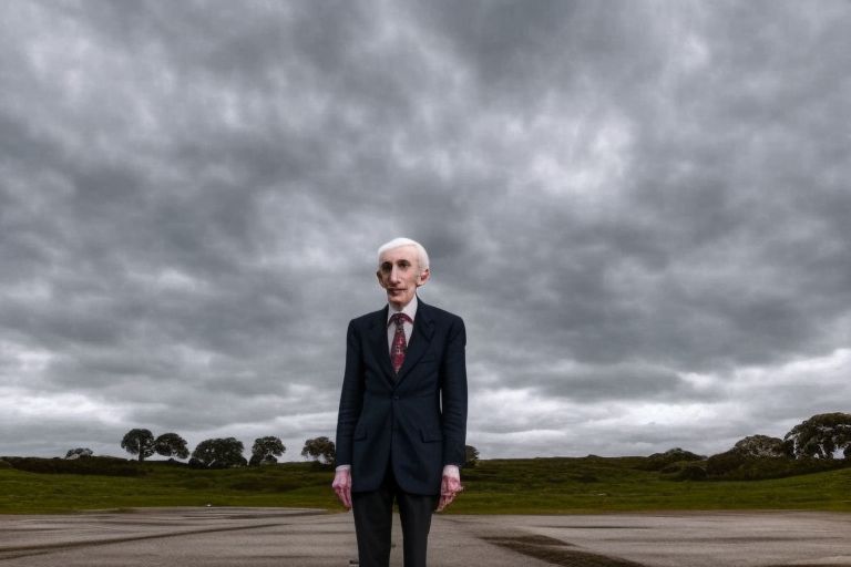 A photo of Lord Martin Rees speaking at an event with a gloomy sky behind him representing the pessimistic outlook on following his footsteps as an astrophysicist