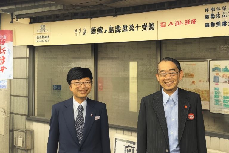 A photo of Mr. Asano standing proudly next to Suijo after its renovation with a caption reading "A Decade of Dedication".