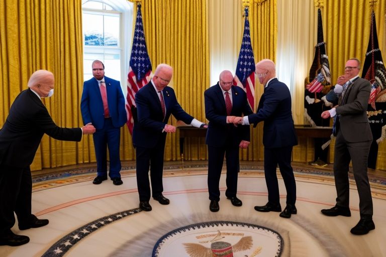 A photo of President Joe Biden shaking hands with Minnesota Governor Tim Walz at the White House meeting discussing investment into Minnesota's economic future