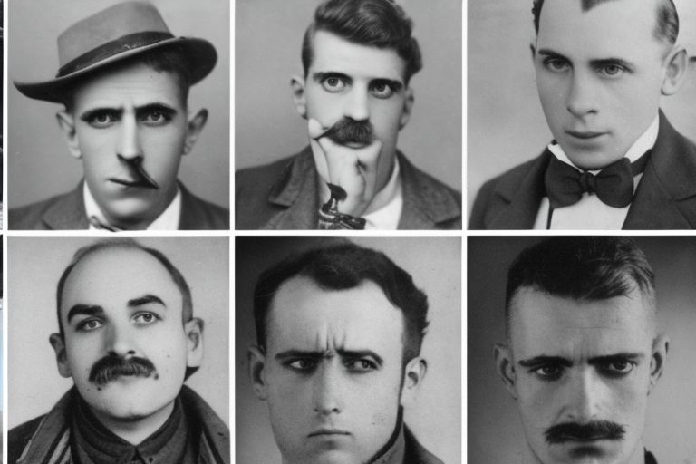 A photo showing five different men with various expressions on their faces representing each one of these five events mentioned above