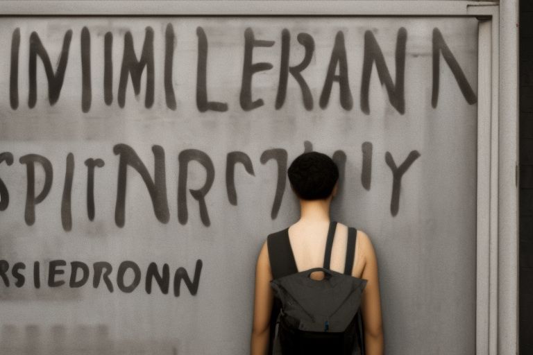 A photograph depicting an individual looking downcast while standing outside a university building with “IM Residency Program” written on the door frame above them