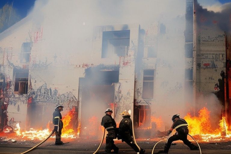 A picture depicting firefighters extinguishing a burning building with a headline reading “Andalue Fire Demonstrates Strength of Chilean Justice System”