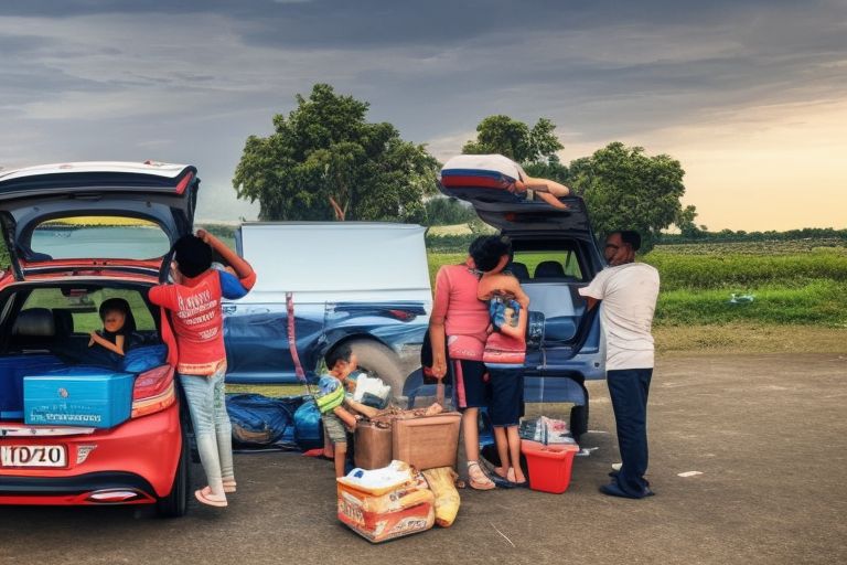 A picture of a family packing their car for a road trip with the headline "Operasi Lilin Polri 2022" written on top of the image