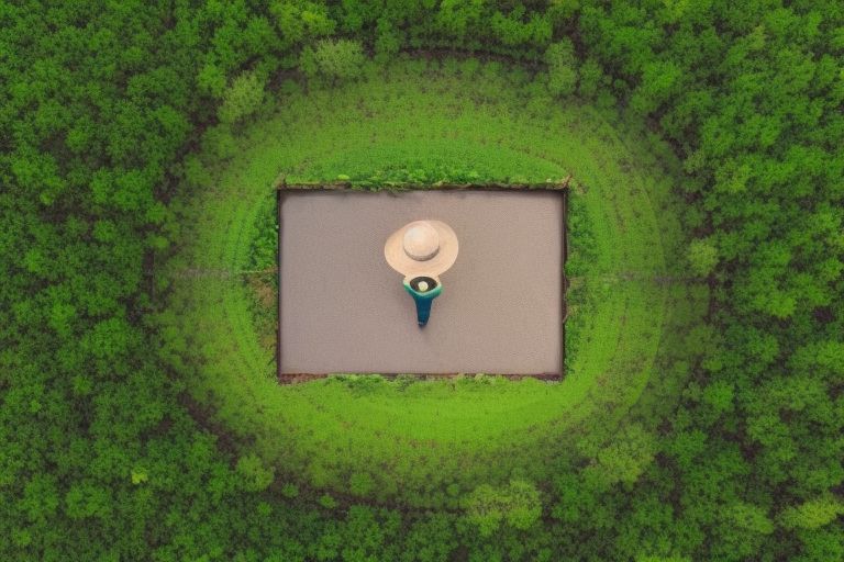 A picture of a person looking at an aerial view of a piece of land they purchased through the Off Grid Market platform