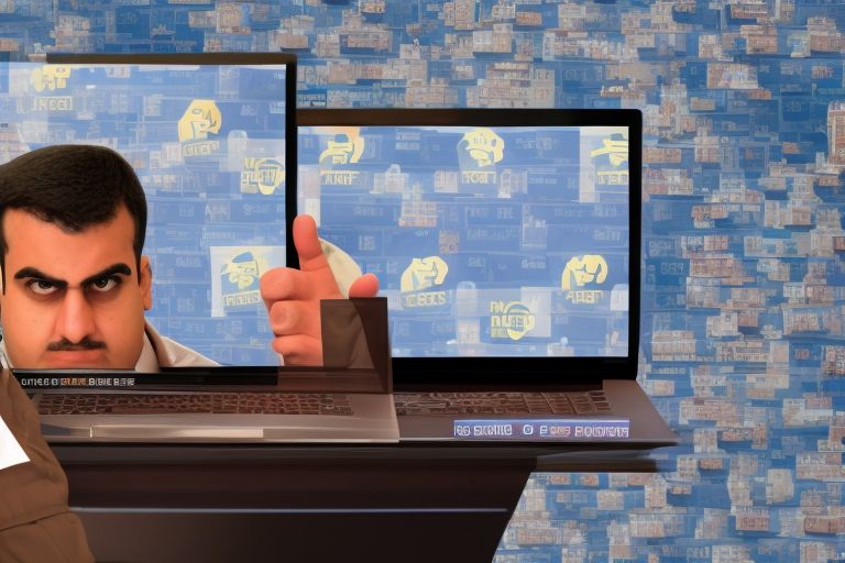 A picture of a person looking confused while using a laptop with images of the FBI logo and IC3 logo in the background