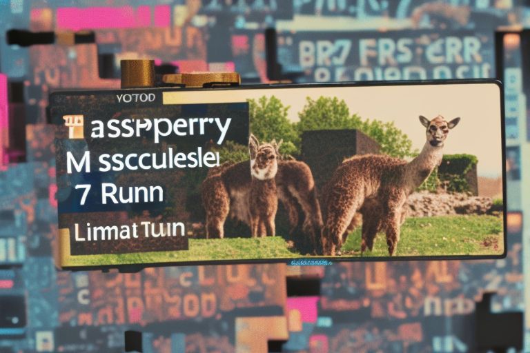 A picture of a Raspberry Pi 4 with text overlayed saying "LLaMA 7B Model Successfully Run"