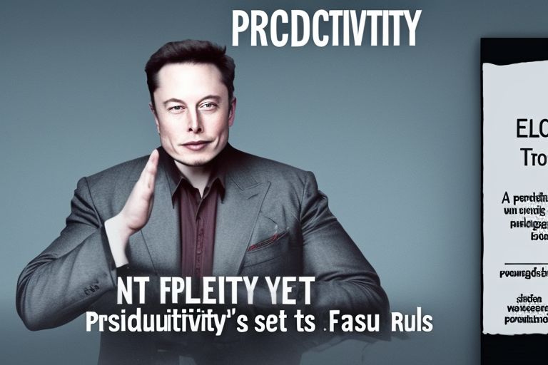 A picture of Elon Musk with a pessimistic caption reading "Elon Musk's Productivity Rules Set To Fail"