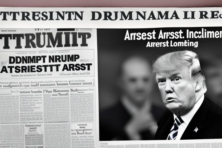 A picture of President Donald Trump looking worried with a headline reading "Trump Arrest Imminent"