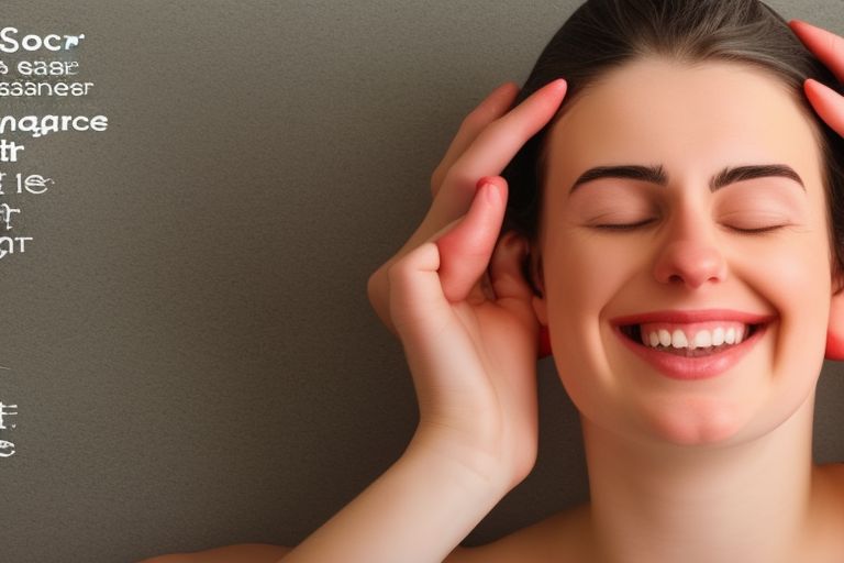 A picture of someone massaging their ears with text saying "Lose Weight with Ear Massage!"