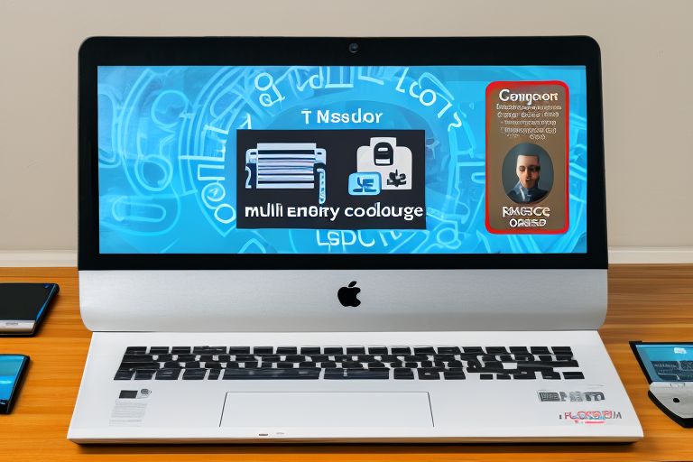 A picture showing a computer screen with a login page featuring multi-factor authentication options such as text message code entry or facial recognition technology