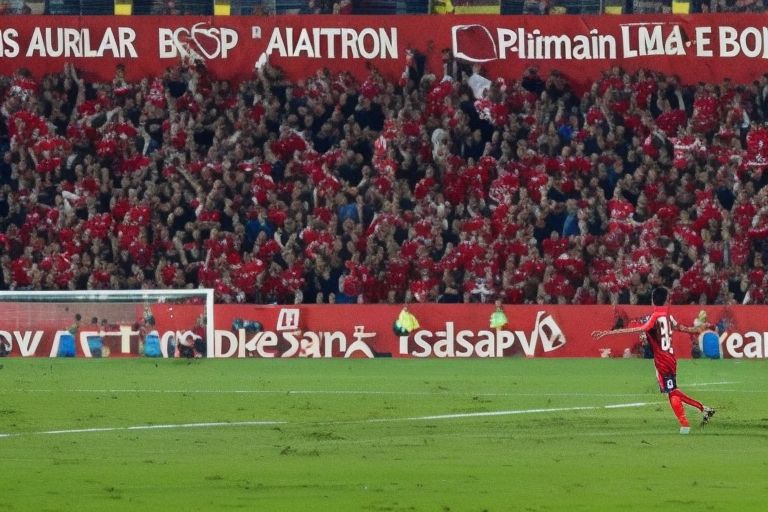 A picture showing Ayrton Lucas scoring his third goal for Flamengo amidst disappointment from supporters in attendance at the stadium behind him.