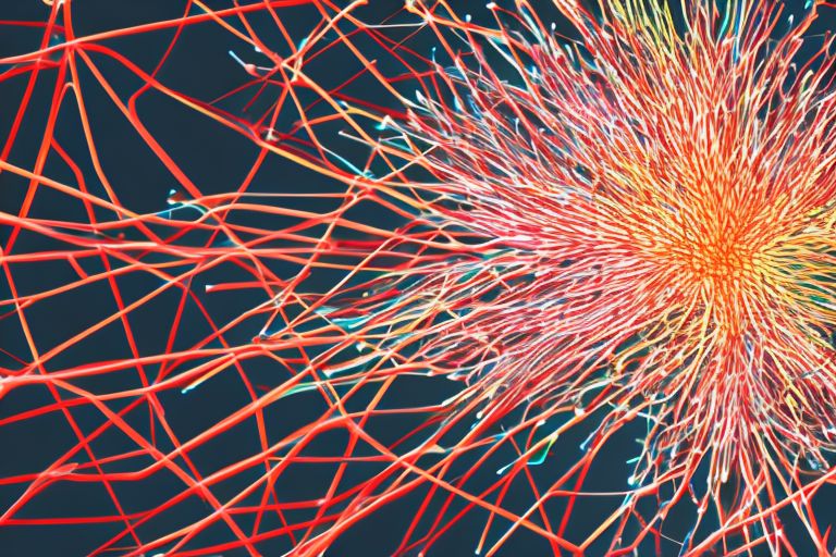 A picture showing neurons firing inside a human brain with various colored lines connecting them together against a black background
