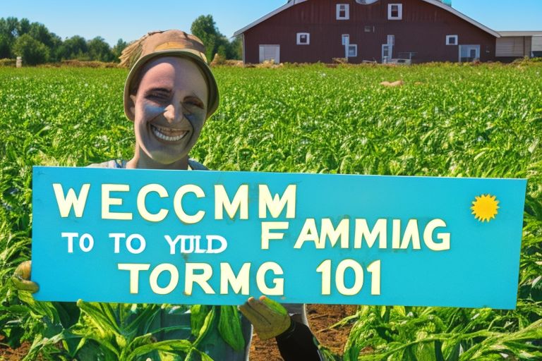 A picture showing someone holding a sign that reads "Welcome To Yield Farming 101" with a smiling sun behind them against a bright blue sky background