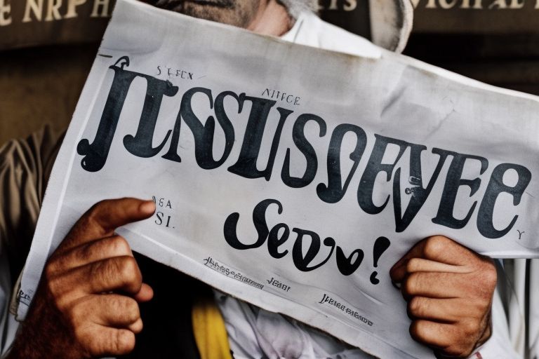 A pirate holding up a sign reading "Justice Served!" with The Sun newspaper behind him