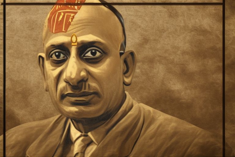A portrait of Sardar Vallabhbhai Patel against an Indian flag backdrop with words "Homage To Sardar Patel" written across it in gold lettering.