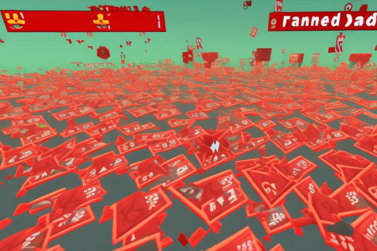 A screenshot of a player's avatar on Roblox surrounded by red 'banned' signs