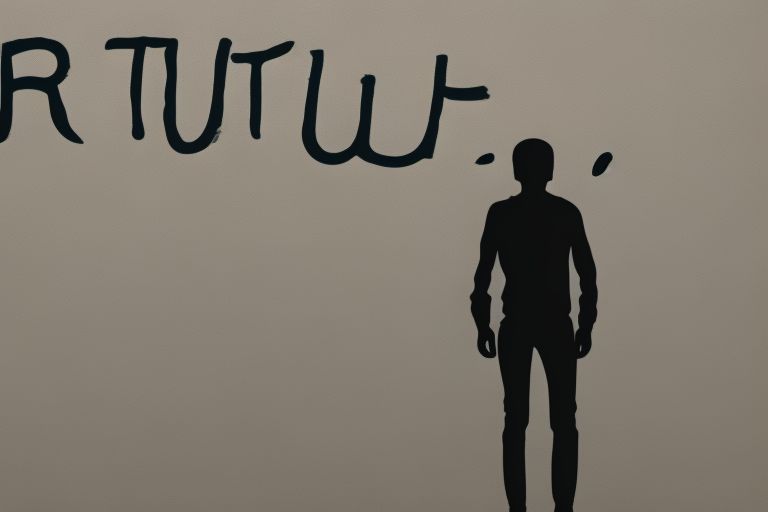A silhouette of a person standing against a wall with words "Truth" written on it in bold font.