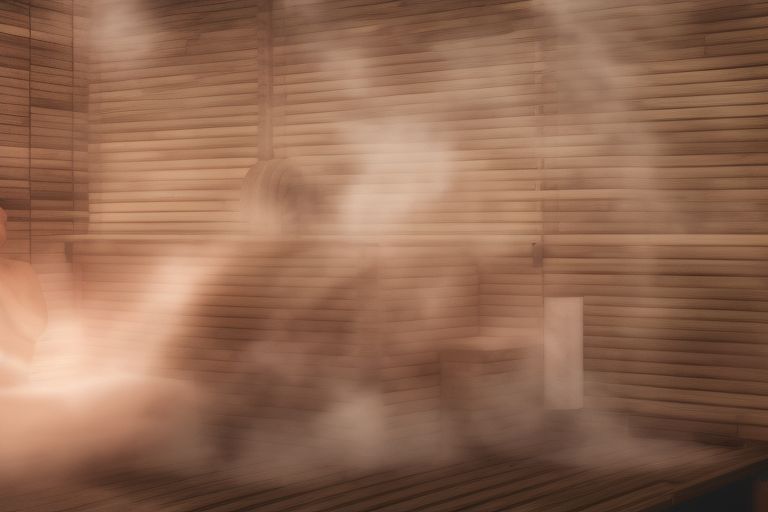 An image of someone relaxing in a sauna with steam rising around them.