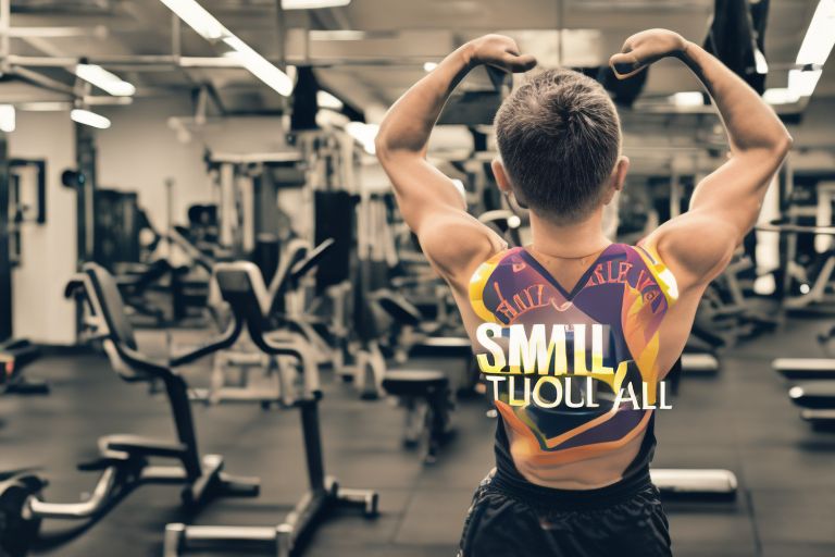 An image of someone working out in a gym with motivational words written across the image such as “Smile Through It All” or “Start Somewhere".